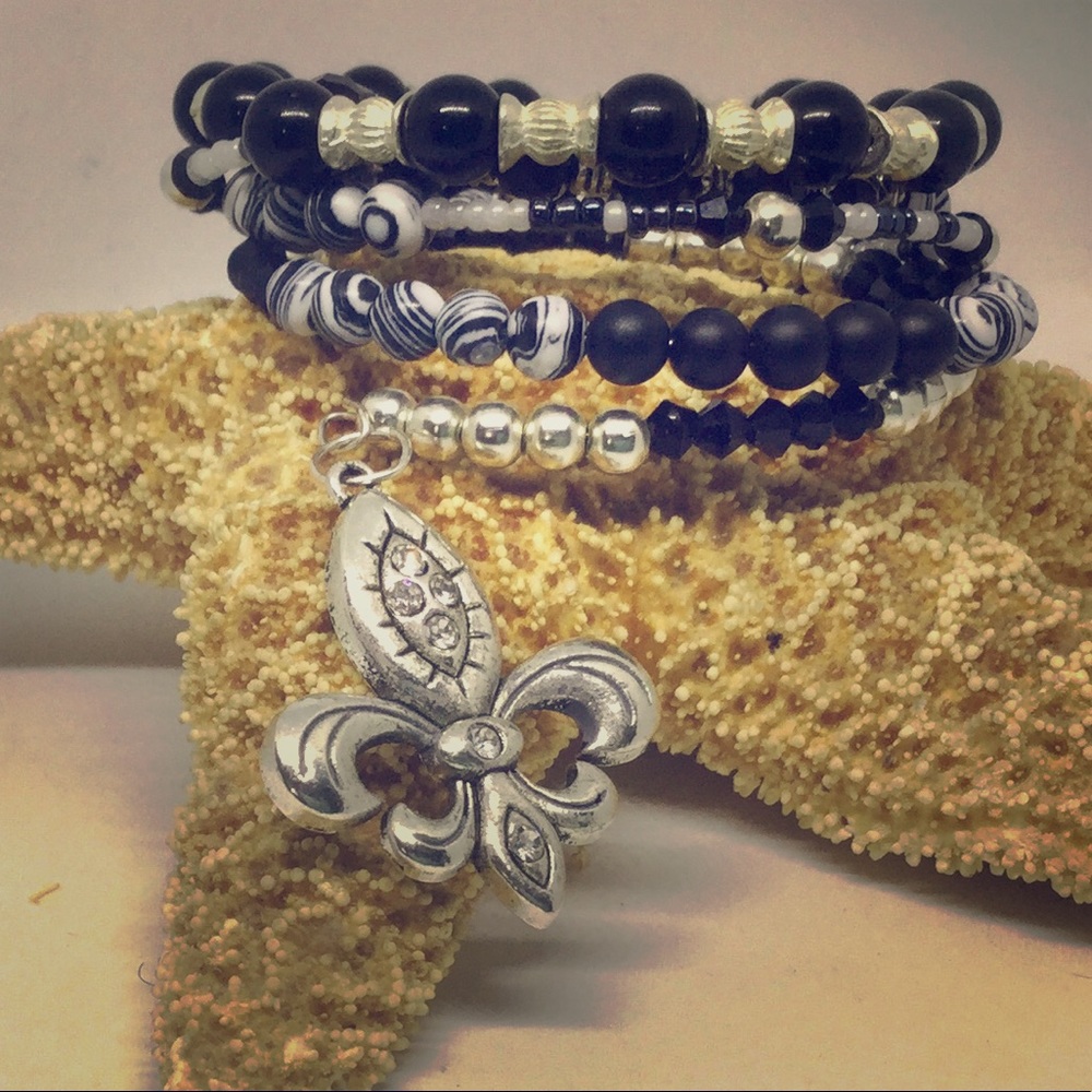 Fleur De Lis Memory Wire Bracelet